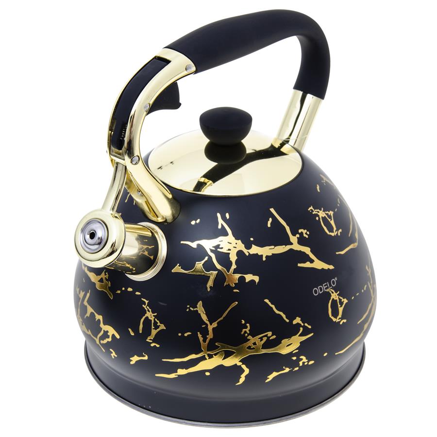 OD2087-4 Czajnik stalowy 3,0L DARIO czarny złoty - obrazek 1