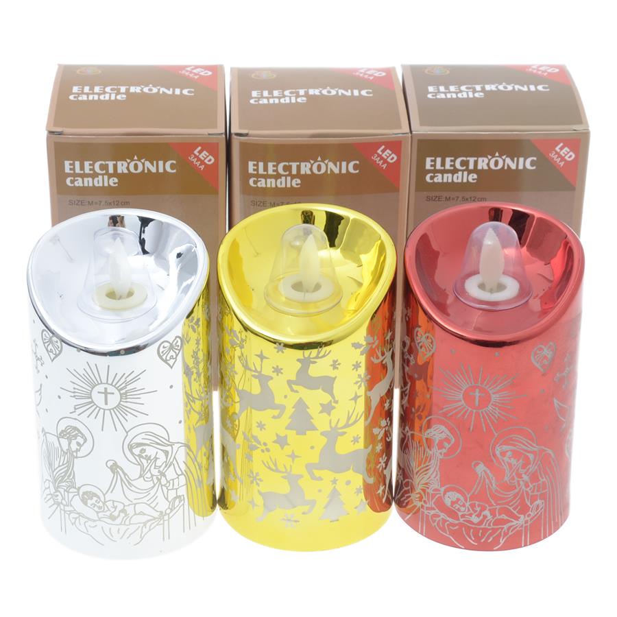 4b69c2044aaf15180a370bdaa0b87d73.jpg Świeca plast.LED M.Christ. mix 7,5x12,5cm/DI10278 - obrazek 1