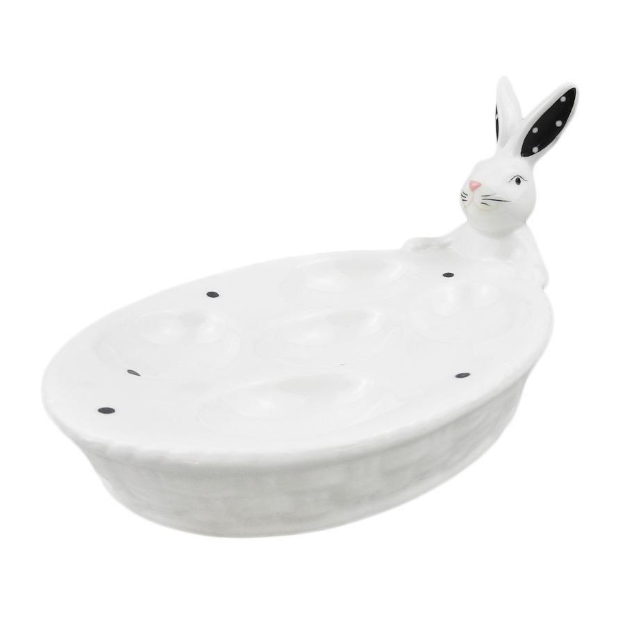 8135ab1e458cbe3b741638cf8d8fbbc4.jpg Talerzyk na jajka zając 22x13,5 na 5sz ROSS/OD2593 - obrazek 1