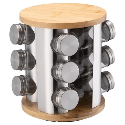 Stojak na przyprawy SABELIO 12 słoików sreb/OD2540