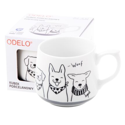 Kubek ODELO BLAN porcelanowy szary pies 480ml 1szt.