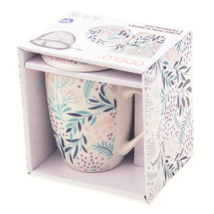 Kubek ODELO NAVIN porcelanowy z zaparzaczem i pokrywą 360ml 1szt.