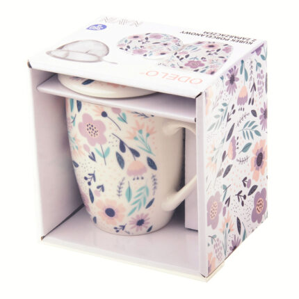 Kubek ODELO NAVIN porcelanowy z zaparzaczem i pokrywą 360ml 1szt.