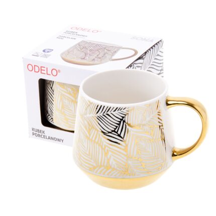 Kubek ODELO SOMA porcelanowy 460ml złote elementów 1szt.