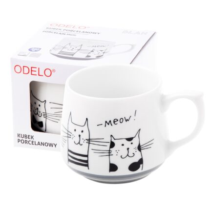 Kubek ODELO BLAN porcelanowy szary kot 480ml 1szt.