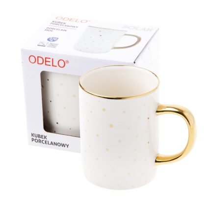Kubek ODELO SOLAN porcelanowy 370ml złote kropki 1szt.