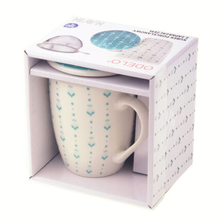 Kubek ODELO NAVIN porcelanowy z zaparzaczem i pokrywą 360ml 1szt.