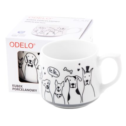 Kubek ODELO BLAN porcelanowy szare psy 480ml 1szt.