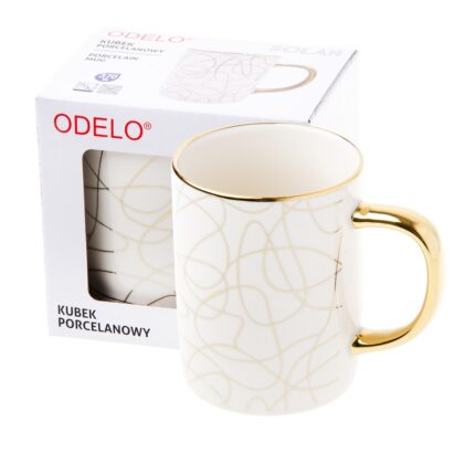 Kubek ODELO SOLAN porcelanowy 370ml złote linie 1szt.