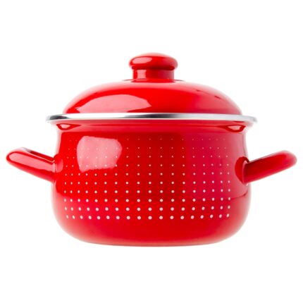 Garnek emaliowany ODELO KROPKI baryłka 16cm 2,1l czerwony 1szt.