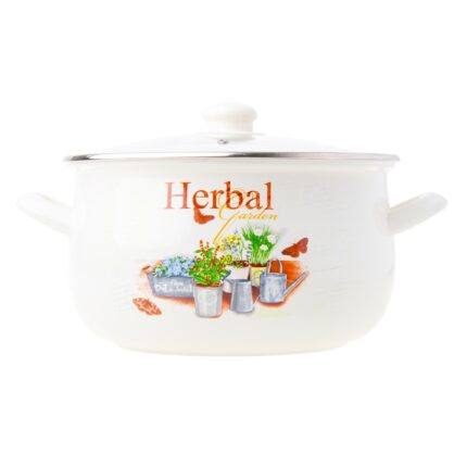 Garnek emaliowany ODELO ZIOŁA baryłka 22cm 4,8l kremowy 1szt.