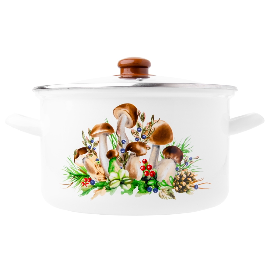 867d9be3fff3541d3637c7d5484e4274.jpg GARNEK EMALIOWANY ODELO GRZYBY 22CM 4,7L BIAŁY 1szt. - obrazek 1