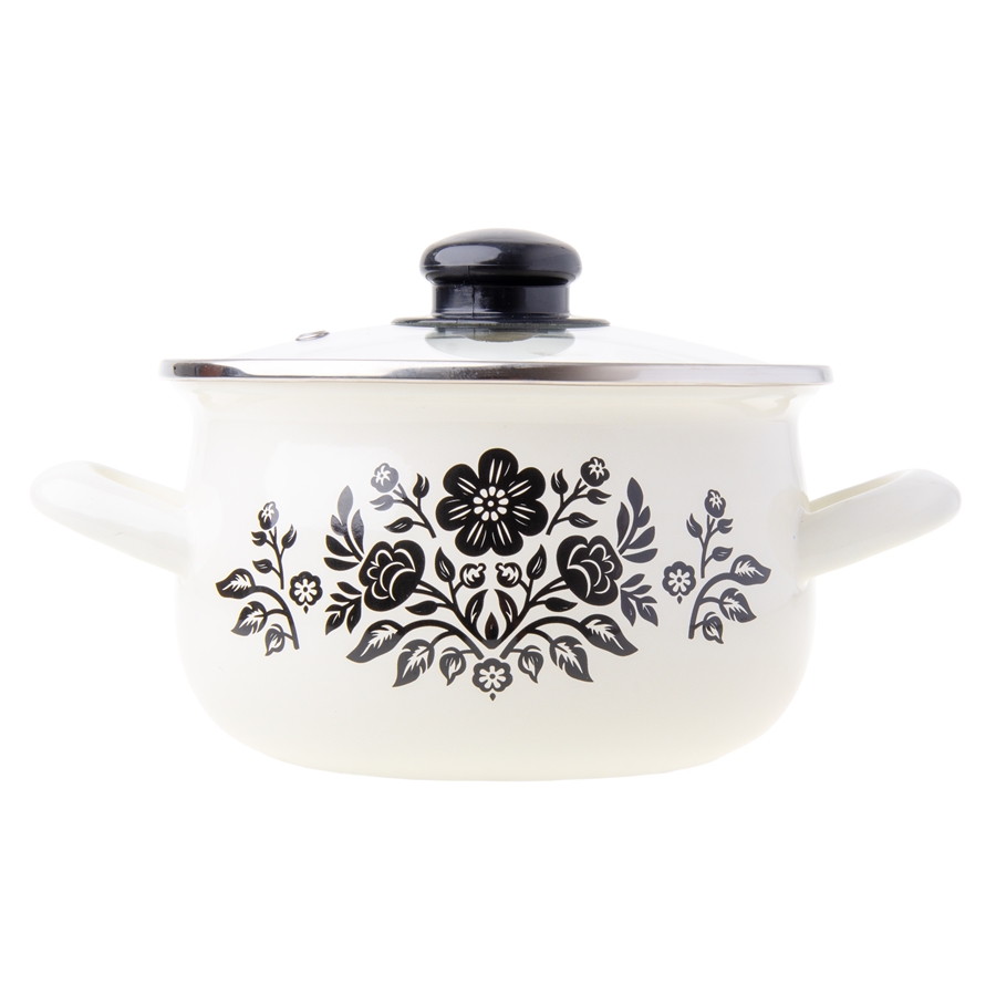 8835742563ee67887d513d6790bd922a.jpg GARNK EMALIOWANY KWIATY ODELO 16CM 2,1L KREMOWY Z POKRYWĄ 1szt. - obrazek 1