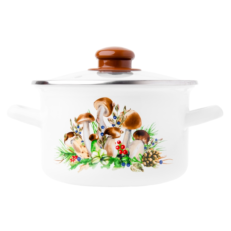 b7ad5fe27b675c02099c6b721b608167.jpg GARNEK EMALIOWANY ODELO GRZYBY 2,6L 18CM BIAŁY 1szt. - obrazek 1