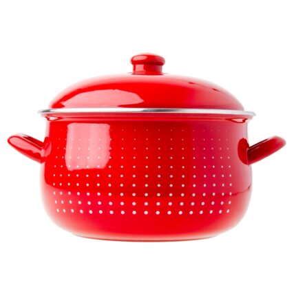 Garnek emaliowany ODELO KROPKI baryłka 24cm 6,2l czerwony 1szt.