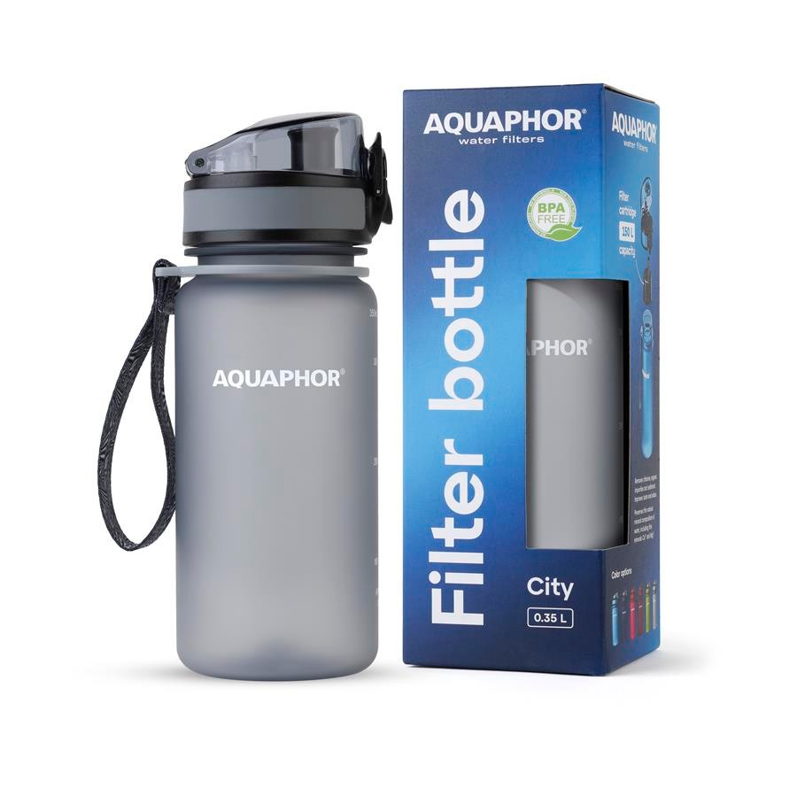 Butelka filtrująca AQUAPHOR CITY 350 ml szara — produkt i wyposażenie — zdjęcie 1