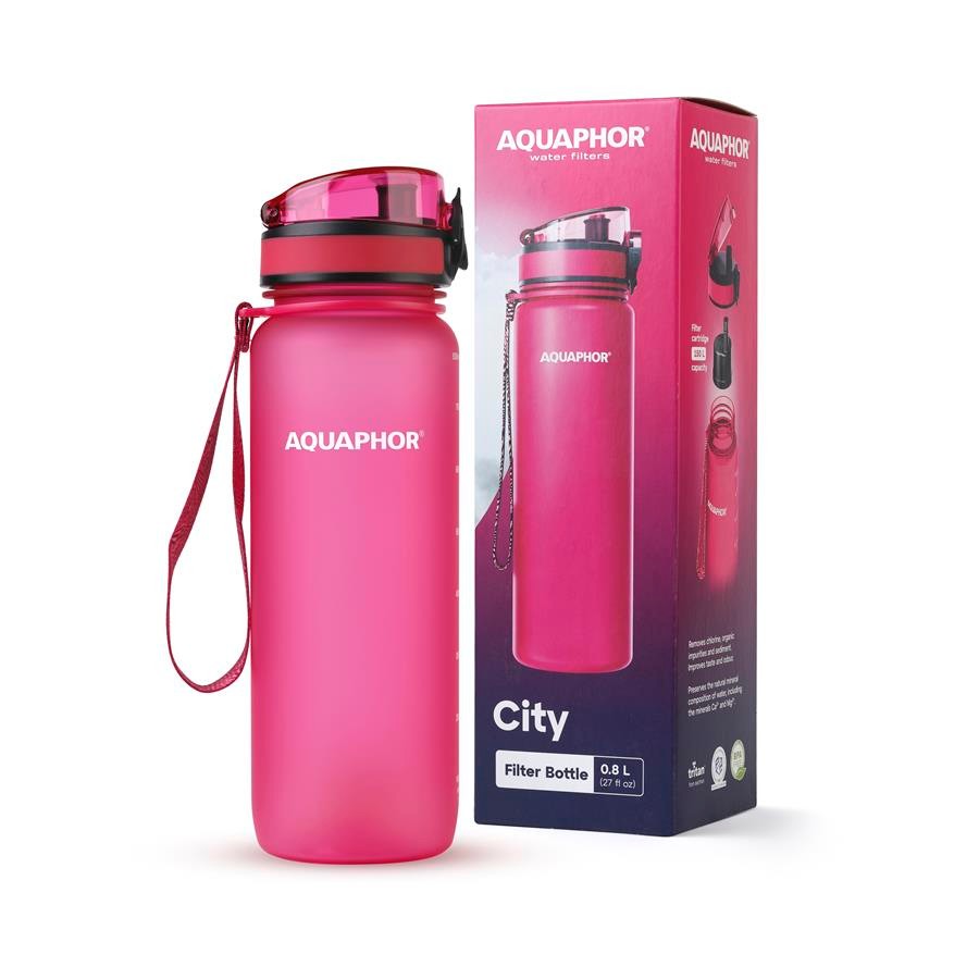 Butelka filtrująca AQUAPHOR CITY 800 ml różowa — produkt i wyposażenie — zdjęcie 1