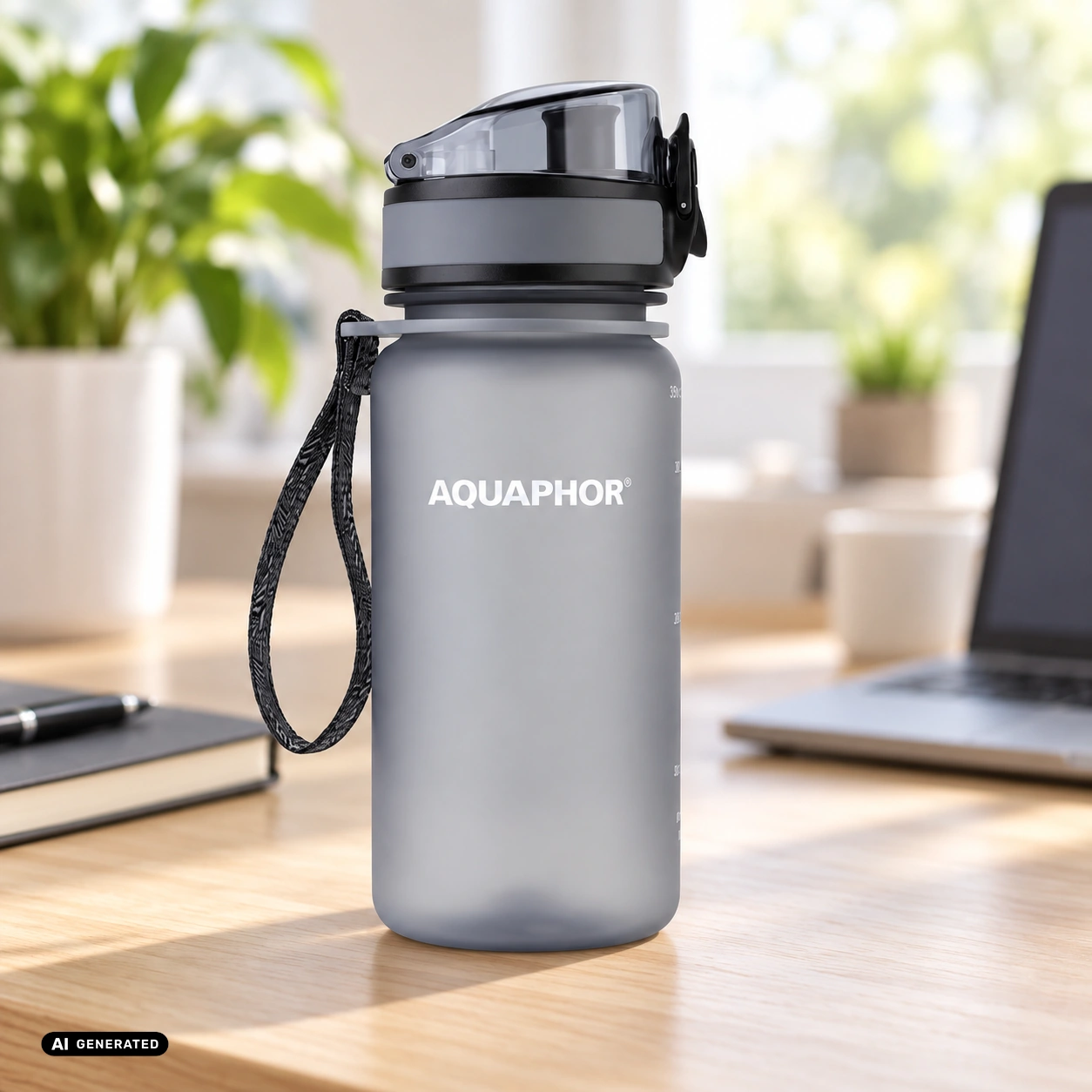 Butelka filtrująca AQUAPHOR CITY 350 ml szara — aranżacja AI — zdjęcie 2, aranżacja AI