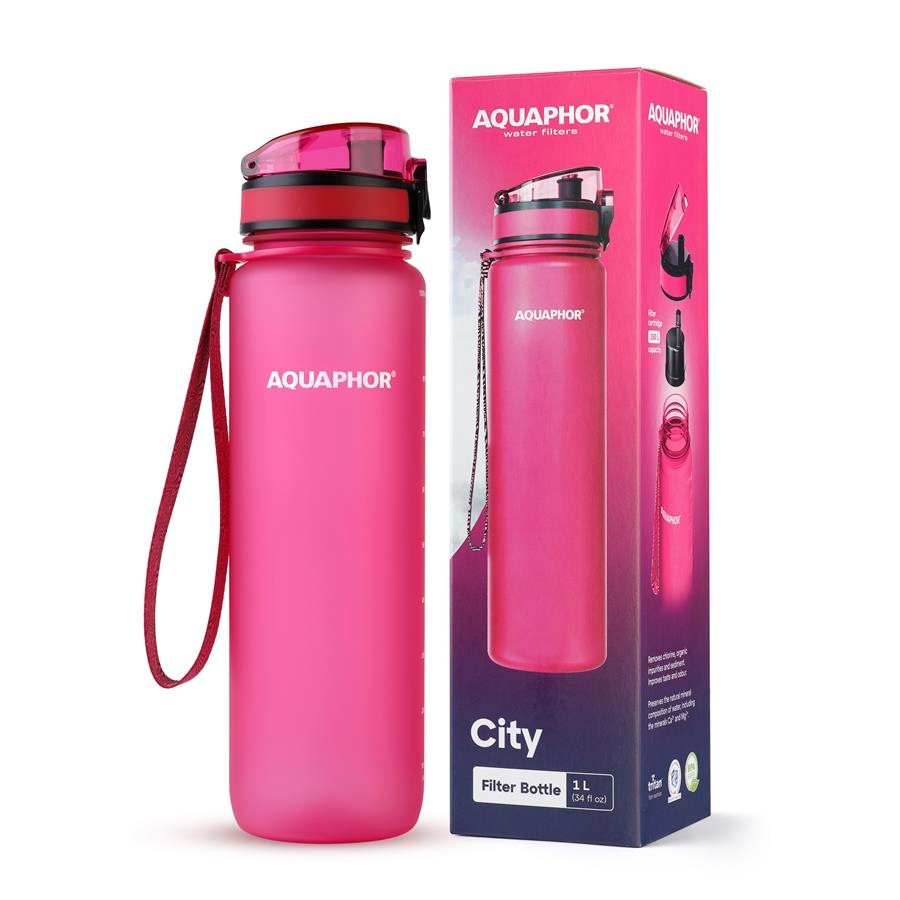 Butelka filtrująca AQUAPHOR CITY 1000 ml różowa — produkt i wyposażenie — zdjęcie 1