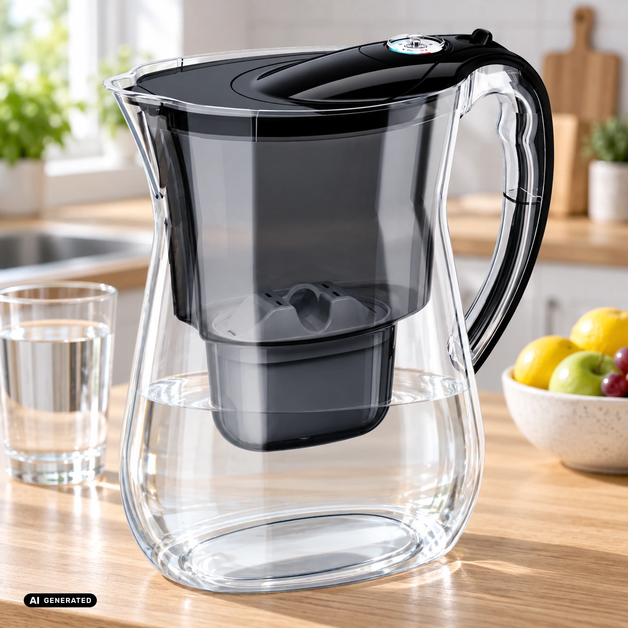 Dzbanek AQUAPHOR LAGO 3,8 L czarny + 1 wkład — aranżacja AI — zdjęcie 2, aranżacja AI