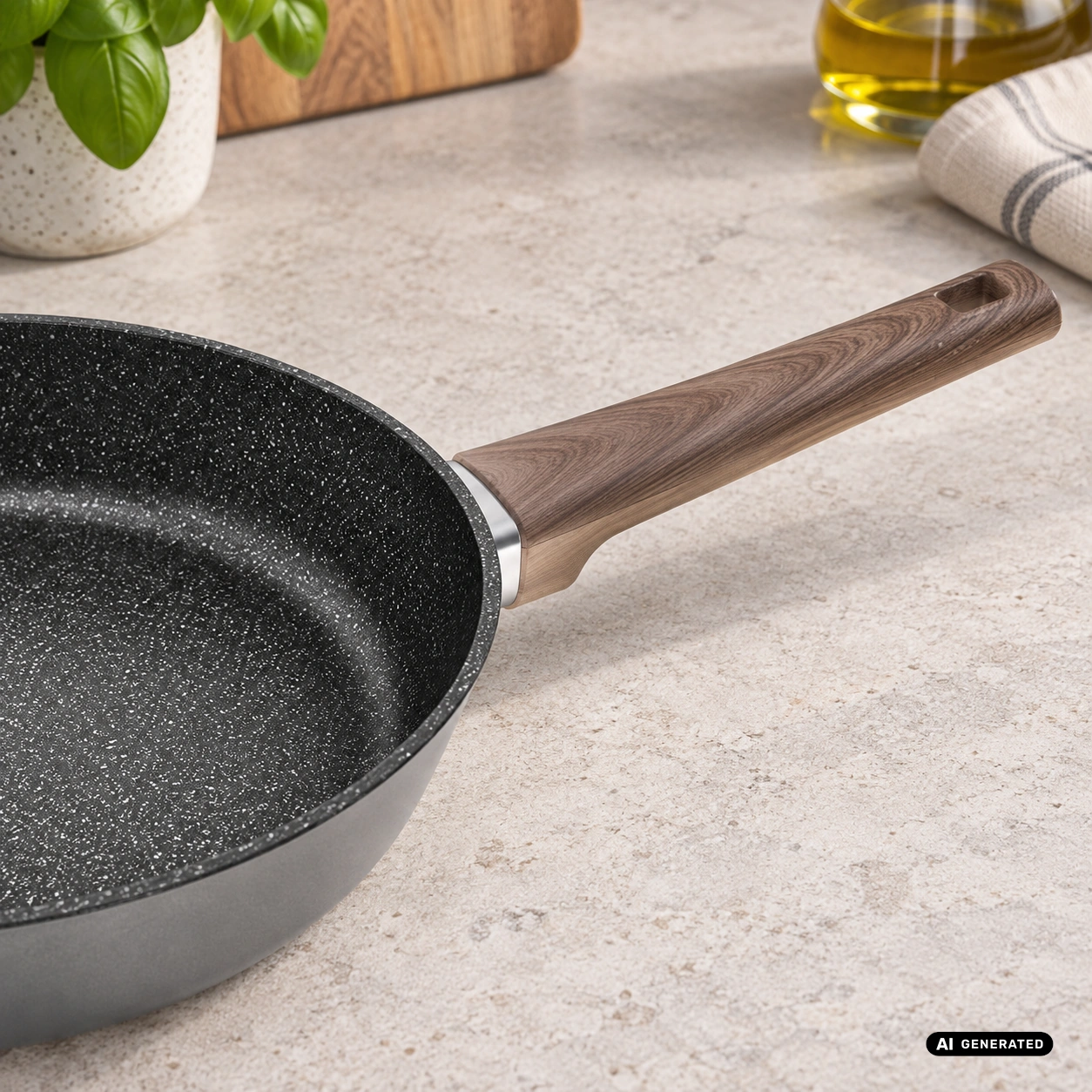 Patelnia ODELO CHAMPION 26 cm Greblon C3 indukcja — zbliżenie produktu, aranżacja AI — zdjęcie 5, aranżacja AI