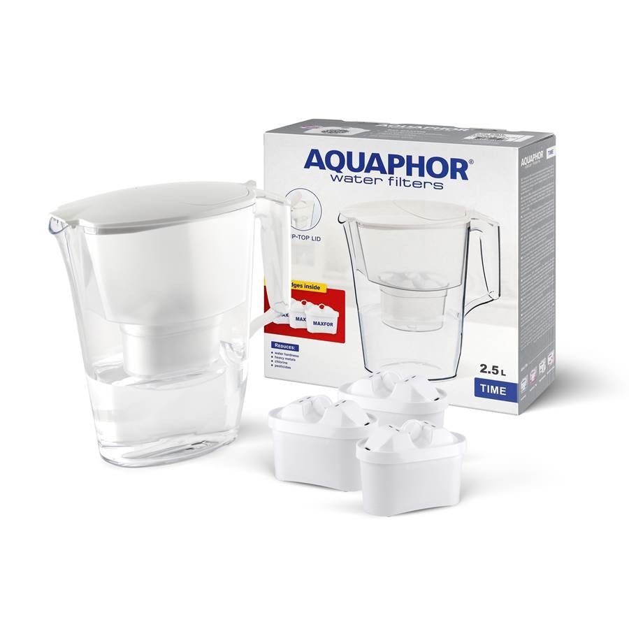 Dzbanek AQUAPHOR TIME 2,5 L biały + 3 wkłady — produkt i wyposażenie — zdjęcie 1