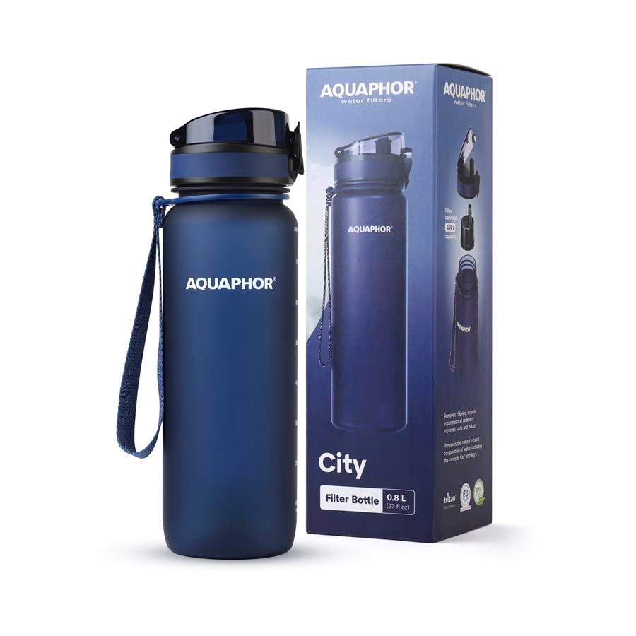 Butelka filtrująca AQUAPHOR CITY 800 ml granatowa — produkt i wyposażenie — zdjęcie 1