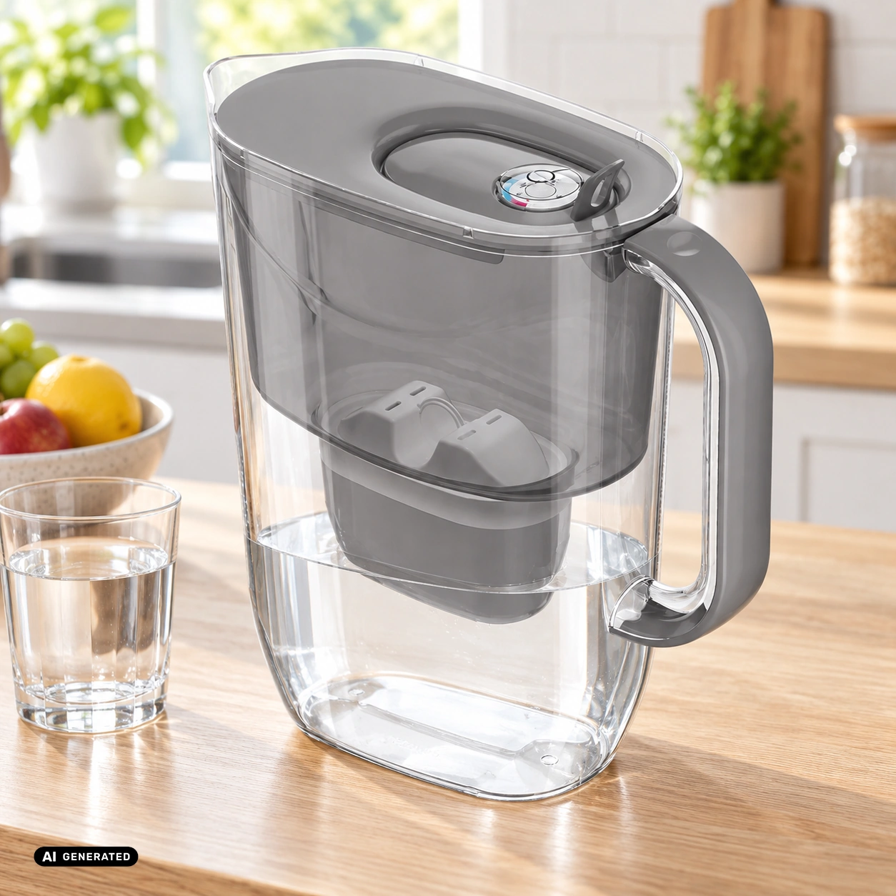 Dzbanek AQUAPHOR FRESH 3,2 L szary + 1 wkład — aranżacja AI — zdjęcie 2, aranżacja AI