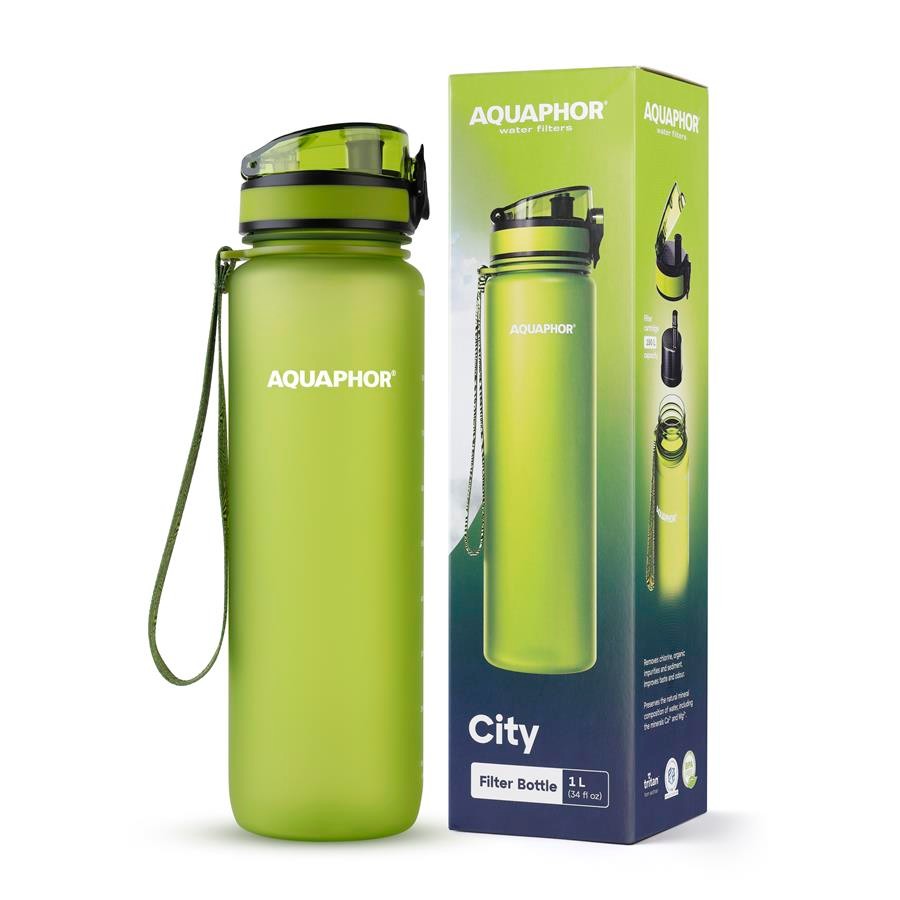 Butelka filtrująca AQUAPHOR CITY 1000 ml zielona — produkt i wyposażenie — zdjęcie 1