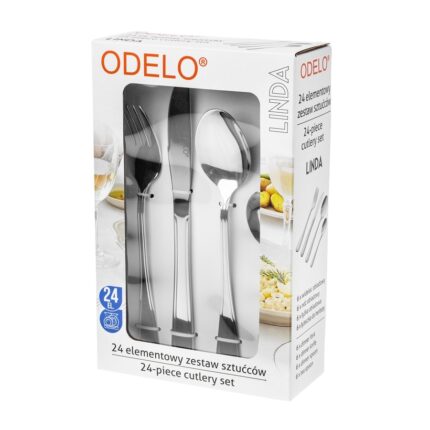 Komplet sztućców 24 elementowy ODELO LINDA flok dla 6 osób
