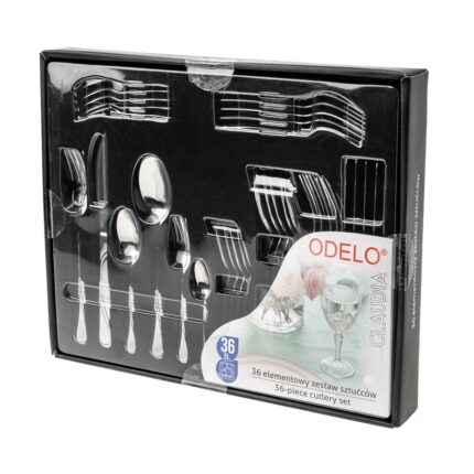 Komplet sztućców ODELO CLAUDIA 36 elementowy, flokowany, dla 6 osób